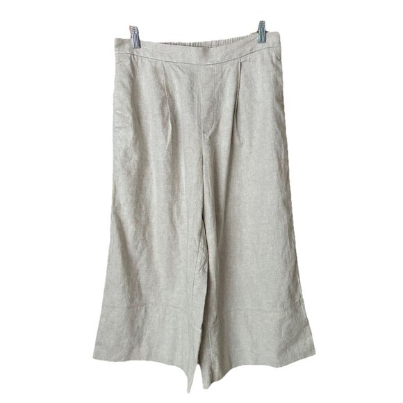 Banana Republic Factory Linen Blend Wide Leg Cropped Pull-On Pants in Flax Sz M - Picture 1 of 7